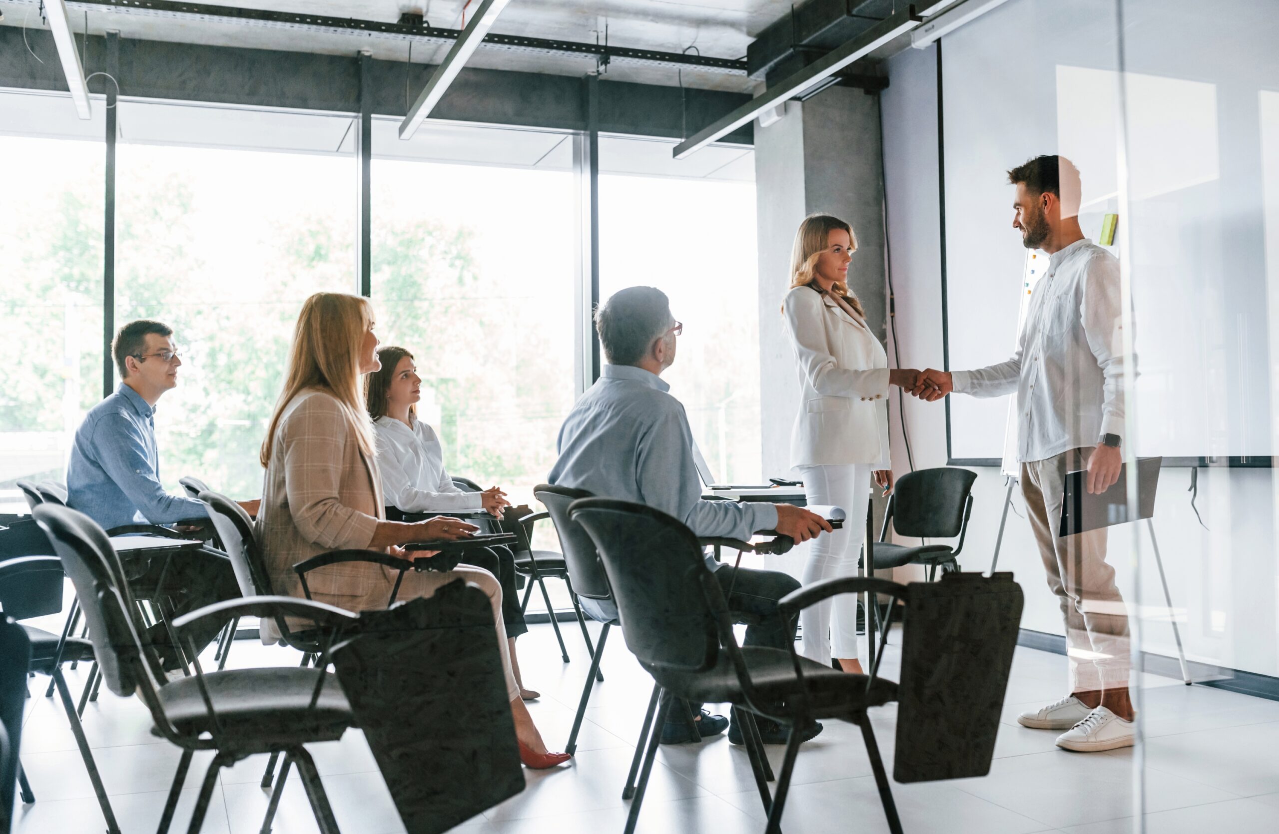 Professionals participating in a training program